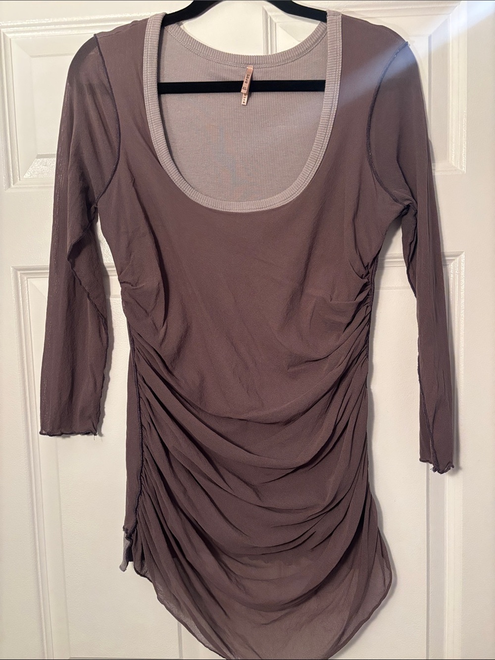 Ruched Scoop Neck Tunic Top - Dusty gray Mauve